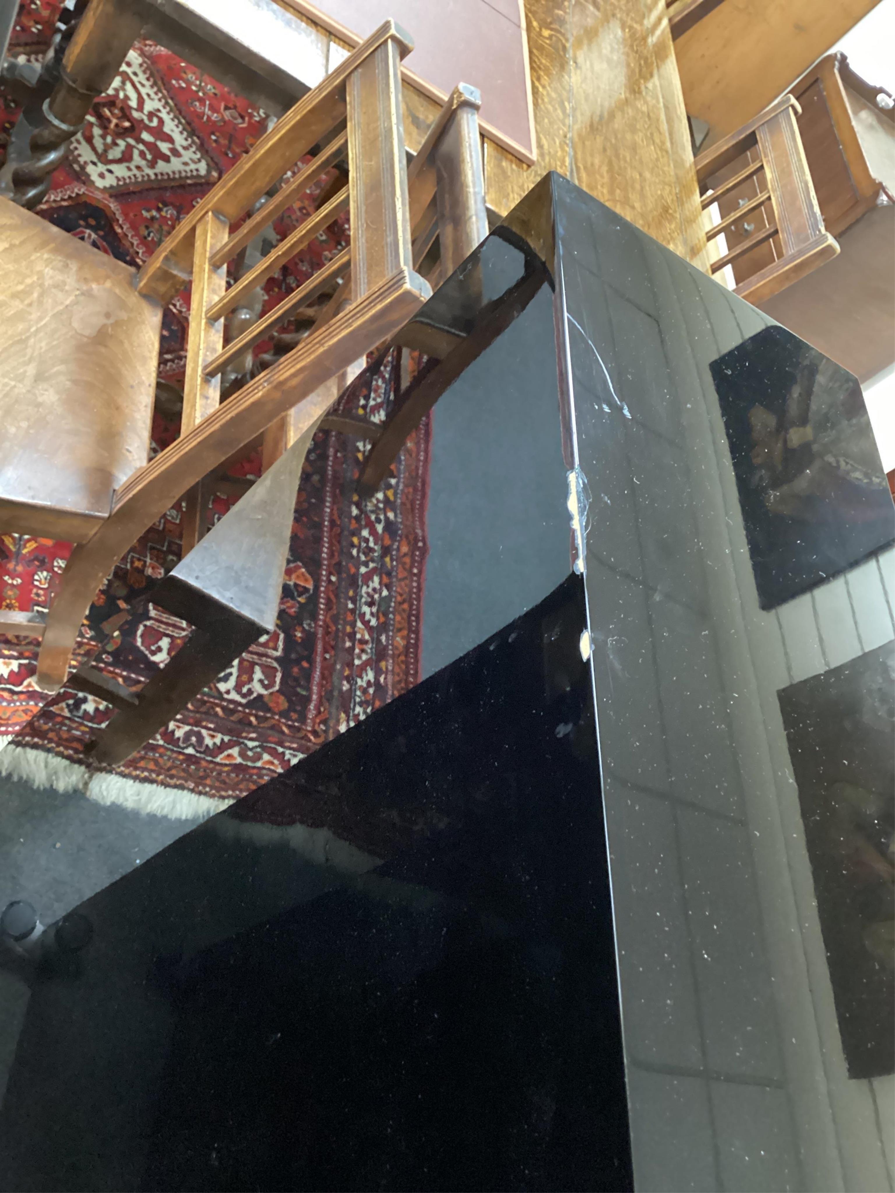 A pair of flooring standing limited edition KEF Reference 3 stereo speakers, the ‘Foundry Edition’, finished in gloss black with copper speaker surrounds on the centre speakers and copper finished plaque to the reverse c